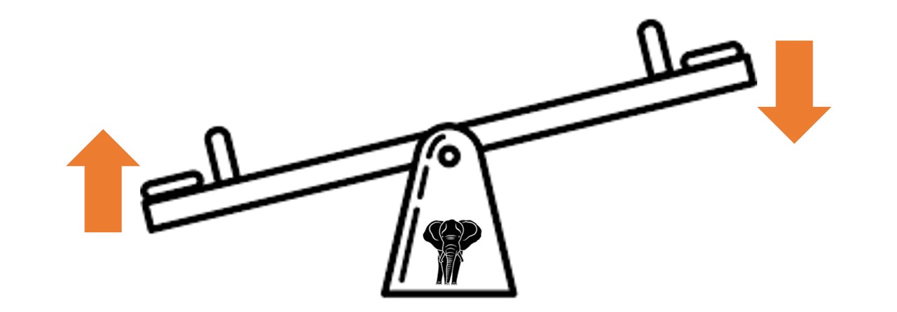 Wippe mit Elefant und Pfeilen